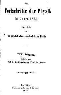 August Karl Krönig estis eldonisto de la revuo "Die Fortschritte Der Physik" ("La progresoj de la fiziko")