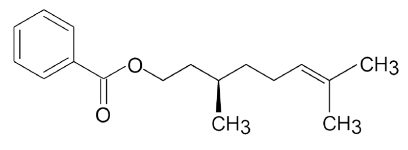 Dosiero:Citronellyl benzoate2D.png