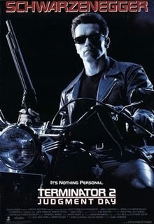 A human-like figure wearing sunglasses holds a shotgun while on a motorcycle. The tagline reads "It's nothing personal." followed by the film's title and credits and raiting at the bottom.