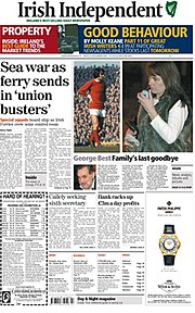 Broadsheet version of the Irish Independent, 24 November 2005