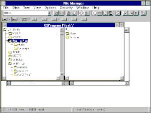 مدیریت فایل در ویندوز NT 3.5، در حال نمایش فولدرهای موجود در پارتیشن C