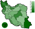 Mir-Hossein Mousavi votes by province.png