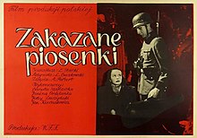 The film still shows two young boys dressed in captured German military uniforms, with Polish national colours marked on the helmet of one of them, armed with bolt action rifles, passing a street under enemy fire during the Warsaw Uprising.