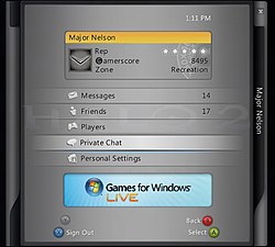 Games for Windows – Liven "Guide"-valikko.