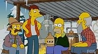 Homer maistelee pontikkaa Cletuksen ja tämän kumppanien seurassa