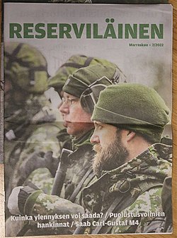 Reserviläinen-lehden etusivu marraskuulta 2022. Etusivun valokuva Pasi Lindroos (Ressukuva).