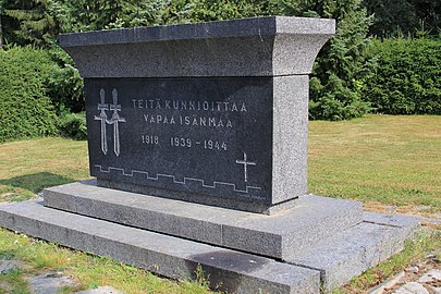 Asevelihautausmaan muistomerkki, Isokyrö, 1950.
