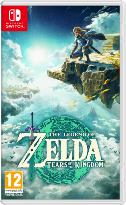 Pelin grafiikkaa, jossa Link katselee Hyrulea leijuvilta saarilta käsin.