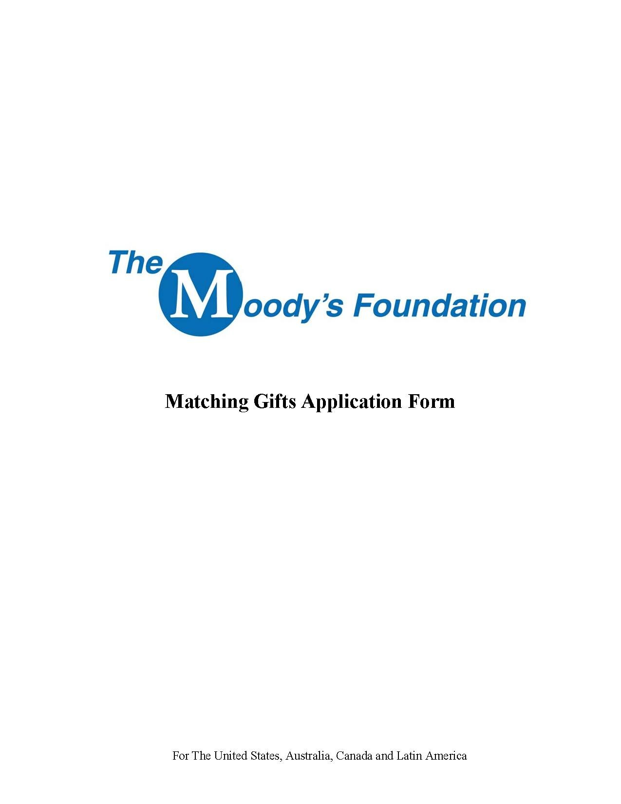 Moody's Corporation Matching Gifts Application