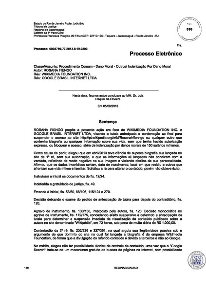 File:Rosana Fiengo v. Wikimedia Foundation lower court dismissal.pdf
