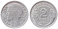 2 francs frappée à Paris, aluminium, 1947