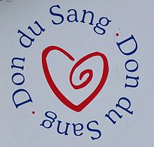 Logo représentant un cœur stylisé entouré des mots « Don du sang. »