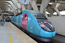 Tog på Lyon-Saint-Exupéry TGV-stasjon.