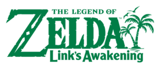 The Legend of Zelda: Link's Awakening est écrit en lettres blanches sur fond noir.