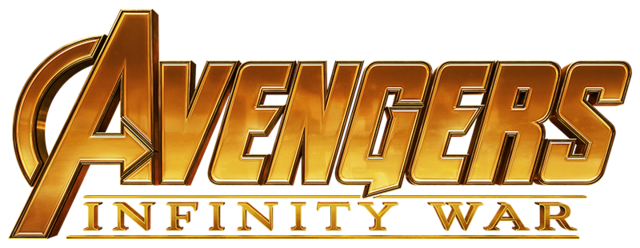 Sur une première ligne "AVENGERS", sur une deuxième "INFINITY WAR", le tout en capitales jaunes dorées.