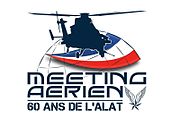 Logo du meeting aérien des 60 de l'ALAT représentant un hélicoptère sur un ciel bleu, blanc, rouge.