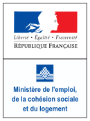 Logo du ministère de l'Emploi, de la Cohésion Sociale et du Logement de 2005 à 2007.