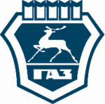 Logo historique de la marque GAZ, avec un cerf représentant la ville de Nijni Novgorod