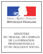 Logo du ministère du Travail, de l'Emploi, de la Formation professionnelle et du Dialogue social de 2014 à 2017.