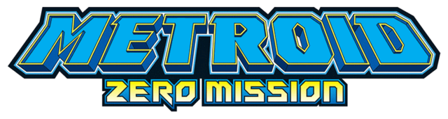 Metroid est inscrit en bleu, en dessous Zero Mission est inscrit en jaune et en plus petit.