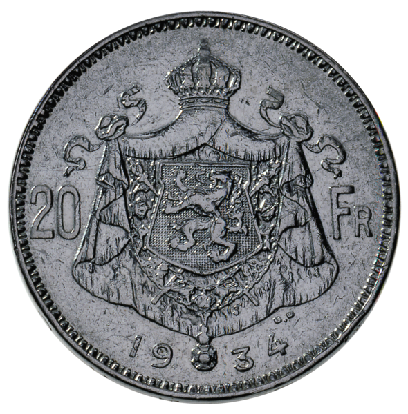 Fichier:Coin BE 20F Albert I arms rev 60.png