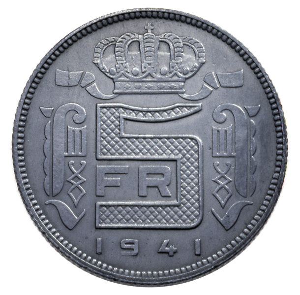 Fichier:Coin BE 5F Leopold III WWII rev 70.png