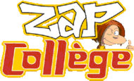 Título de la serie Zap College.