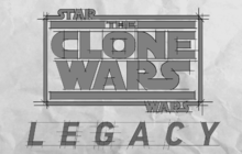 Gråt logo i ufærdig form med The Clone Wars ovenfor og Legacy nedenfor.