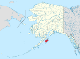 De lokaasje fan Kodiak yn Alaska.