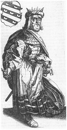 In foarstelling fan Redbad troch P. Winsemius, út 'e Chronique ofte Historische Geschiedenisse van Frieslandt (17e iuw).