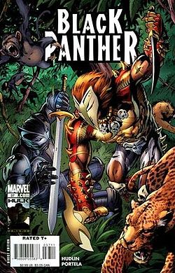 אריק קילמונגר (מימין), כפי שהופיע על עטיפת החוברת Black Panther Vol.4 #37 מאוגוסט 2008. אמנות מאת אלן דייוויס ומארק פריימר.