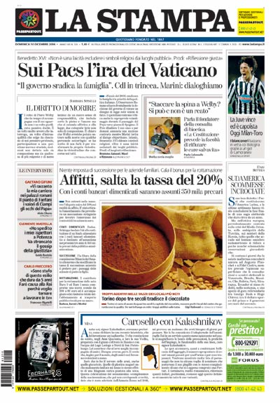 קובץ:La Stampa front page 2006-12-10.jpg
