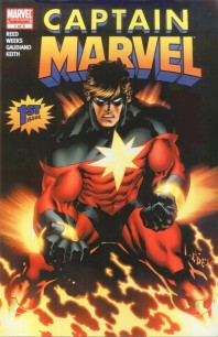 קפטן מארוול (קהנ'נר), כפי שהופיע על עטיפת חוברת Captain Marvel Vol. 6 #1 מינואר 2008, אמנות מאת אד מקגינס, דקסטר ויינס וג'ייסון קית'.