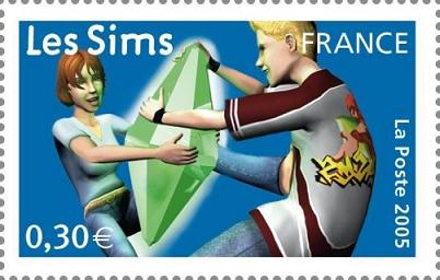 קובץ:French Stamp Les Sims.jpg