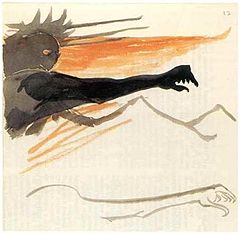 סאורון, איור בצבעי מים של ג'.ר.ר. טולקין