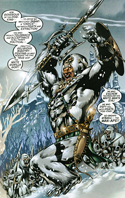 אדם-קוף, כפי שהופיע בחוברת Black Panther Vol.3 #49 מנובמבר 2002. אמנות מאת סאל ואלוטו.