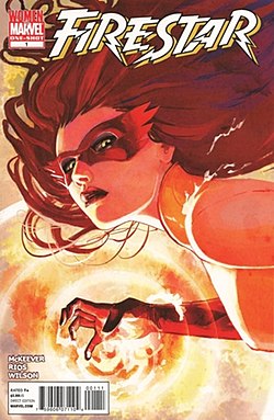 כוכב אש, כפי שהיא הופיעה על עטיפת החוברת Firestar Vol.2 #1 מיוני 2010, אמנות מאת סטפני האנס.