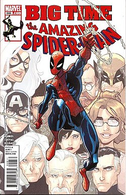 עטיפת החוברת The Amazing Spider-Man #648 מנובמבר 2010, אמנות מאת הומברטו ראמוס, אדגר דלגדו, סטפנו קאסלי, מרקוס מרטין וג'יי סקוט קמפבל.