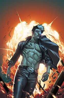 איש אקס, כפי שהוא מופיע על עטיפה אלטרנטיבית לחוברת New Mutants Vol.3 #25 ממאי 2011, אמנות מאת חורחה מולינה.