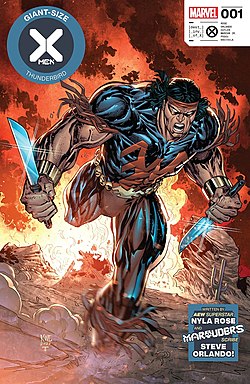 ת'אנדרבירד המקורי, כפי שהופיע על עטיפת החוברת Giant-Size X-Men: Thunderbird #1 ממאי 2022, אמנות מאת קן לאשלי וחואן פרננדז.