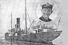 האונייה "מסדה" עם שרגא בורובסקי, 1949. תמונה זו מוצגת בוויקיפדיה בשימוש הוגן. נשמח להחליפה בתמונה חופשית.