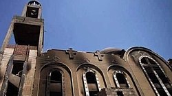 הכנסייה אבו סייפיין, בגיזה, מצרים לאחר השרפה שפרצה בה בתאריך 13 באוגוסט 2022