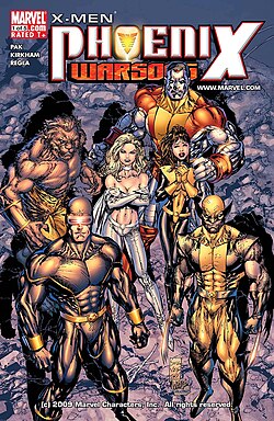עטיפת החוברת X-Men Phoenix Warsong #1 מנובמבר 2006, אמנות מאת מארק סילבסטרי.