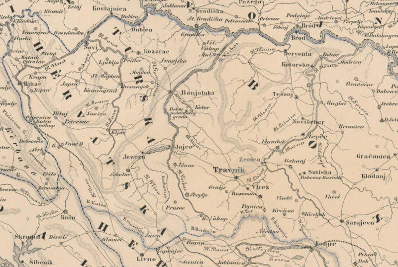 Datoteka:Zemljovid stare cjelokupne Kraljevine Hervatske sa označenjem granicah sada obstojećih pokrajinah, Kružić, Partaš - dio, 1862..png