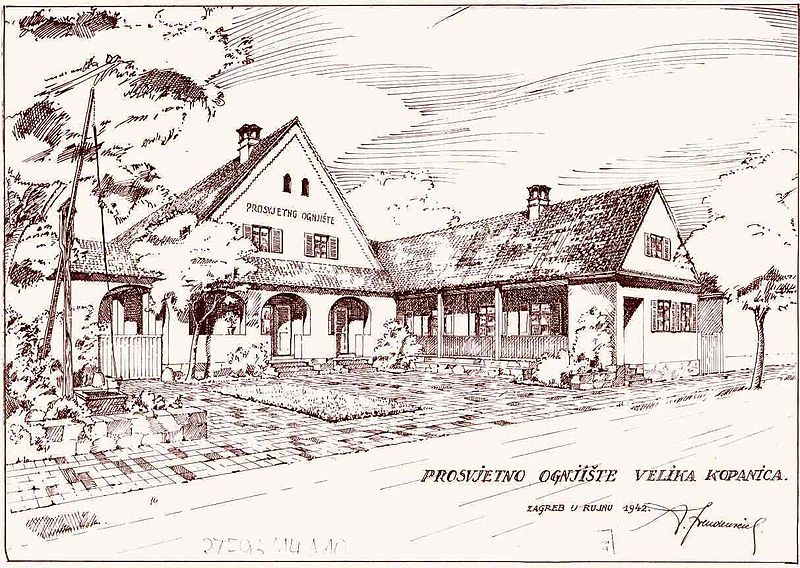 Datoteka:Aleksandar Freudenreich, projekt Prosvjetnog ognjišta u Velikoj Kopanici, 1942.jpg