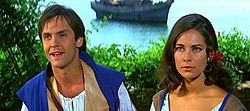 Török Jancsi (Benkő Péter) és Cecey Éva (Venczel Vera) olasz énekesként az Egri csillagok című filmben