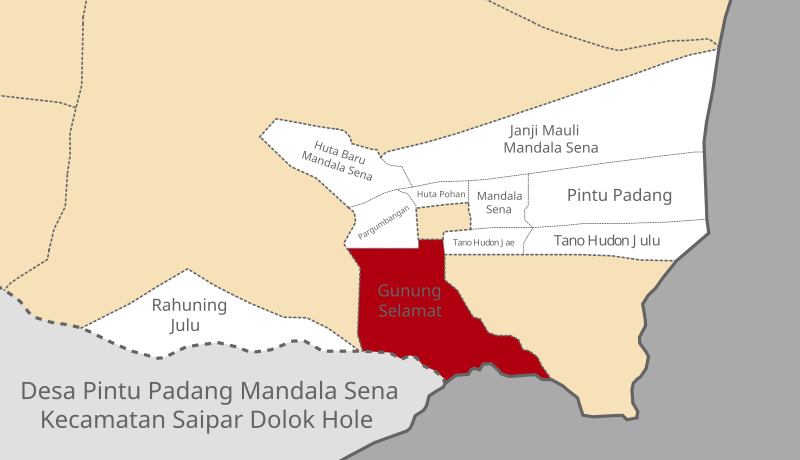 Berkas:Peta Lokasi Gunung Selamat, Pintu Padang Mandalasena Kecamatan SDH Kabupaten Tapsel.svg