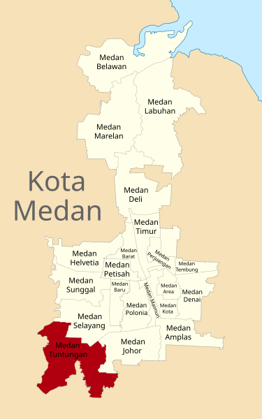 Berkas:Peta Lokasi Kecamatan Medan Tuntungan Kota Medan.svg