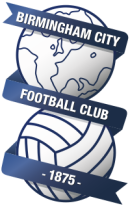 Badge of Birmingham City: a line-drawn globe above a football, with ribbon carrying the club name and year of foundation