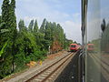 Kereta api Sriwedari papasan dengan kereta api Madiun Jaya Ekspres di petak Maguwo-Lempuyangan